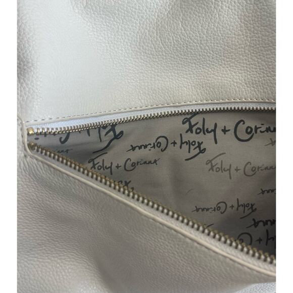 Foley + Corinna Bag Women’s White Mid City Tote Buttery Leather Zipper Satchel - Picture 13 of 15